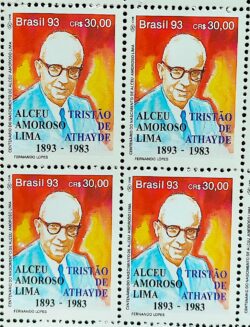 C 1870 Selo Dia do Livro Literatura Tristao de Atayde 1993 Quadra