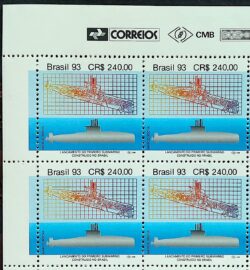 C 1877 Selo Submarino Tamoio Navio Militar 1993 Quadra Vinheta Correios
