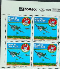 C 1880 Selo Grupo de Aviacao de Caca Militar Aviao Senta a Pua 1993 Quadra Vinheta Correios