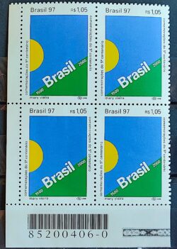 C 2030 Selo 5 Centenario Descobrimento do Brasil Historia 1997 Quadra Codigo de Barras