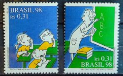 C 2076 Selo Toda Crianca na Escola Professor Educacao 1998 Serie Completa Separados