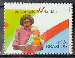 C 2082 Selo Promocao do Trabalho Voluntario Mulher Crianca 1998