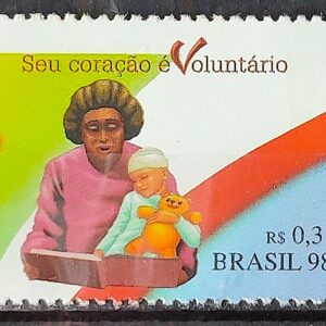 C 2082 Selo Promocao do Trabalho Voluntario Mulher Crianca 1998