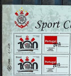 C 3029 Selo Personalizado Corinthians Futebol 2010 Horizontal Portugal Quadra Vinheta Escudo