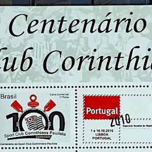 C 3029 Selo Personalizado Corinthians Futebol 2010 Horizontal Portugal Quadra Vinheta Escudo Terno Vinheta