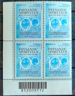 C 3331 Selo Paysandu Futebol Belem Para 2014 Quadra Codigo de Barras