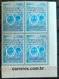 C 3331 Selo Paysandu Futebol Belem Para 2014 Quadra Vinheta Site