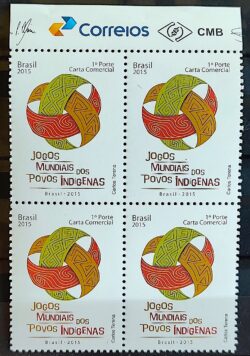 C 3439 Jogos Mundiais dos Povos Indigenas Indio 2015 Quadra Vinheta Correios