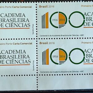 C 3589 Selo Academia Brasileira de Ciencias 2016 Quadra Codigo de Barras