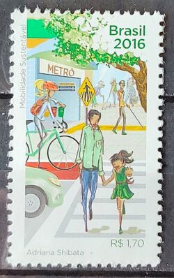 C 3652 Selo Mobilidade Sustentavel Bicicleta Metro Trem 2016