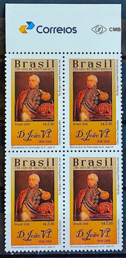 C 3754 Selo Bicentenario da Independencia Aclamacao de Dom Joao VI 2018 Quadra Vinheta Correios