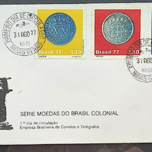 Envelope FDC 130 1977 Moedas do Brasil Colonial Numismatica CPD MG