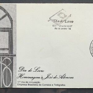 Envelope FDC 136 1977 Dia do Livro Jose de Alencar CBC e CPD RJ