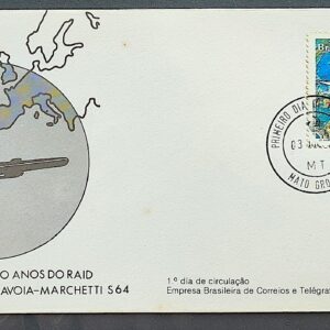 Envelope FDC 154 1978 Aviao Raid Savoia Marchetti Mapa CPD MT
