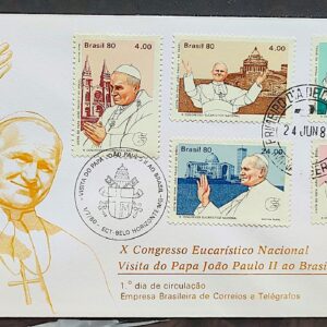 Envelope FDC 201 1980 Papa Joao Paulo Religiao CBC e CPD MG