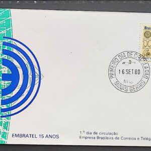 Envelope FDC 206 1980 Embratel Telefone Comunicacao CPD MG