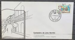 Envelope FDC 219 1981 Centenario de Lima Barreto Literatura CPD SP 03