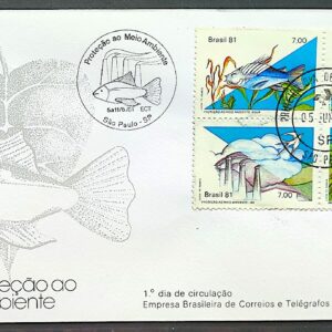Envelope FDC 223 1981 Protecao Meio Ambiente Peixe Industria CBC e CPD SP
