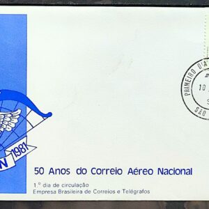 Envelope FDC 224 1981 Correio Aereo Nacional Aviao Servico Postal CPD SP
