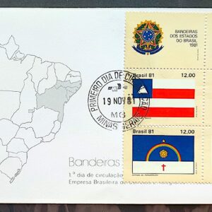 Envelope FDC 238 1981 Estados Brasileiros Alagoas Bahia Pernambuco Sergipe CPD MG
