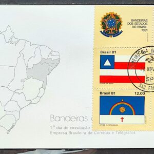 Envelope FDC 238 1981 Estados Brasileiros Alagoas Bahia Pernambuco Sergipe CPD SP 01