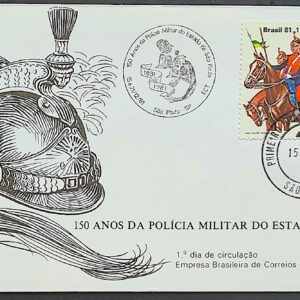 Envelope FDC 242 1981 Policia Militar Sao Paulo Cavalo CBC e CPD SP 01