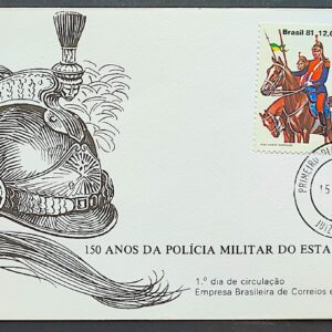 Envelope FDC 242 1981 Policia Militar Sao Paulo Cavalo CPD Juiz de Fora
