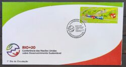 Envelope FDC 727K 2012 Rio 20 Transporte Trem Bicicleta Teleferico CBC RJ