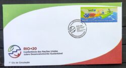 Envelope FDC 727U 2012 Rio 20 Ambiente Marinho Navio Golfinho CBC RJ