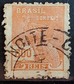 Selo Regular Cod RHM 324 Vovo Mercurio e Globo 600 Reis Filigrana O 1939 Circulado 5