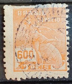 Selo Regular Cod RHM 324A Vovo Mercurio e Globo 600 Reis Filigrana O 1940 Circulado 3