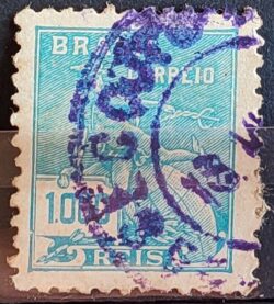 Selo Regular Cod RHM 325 Vovo Mercurio e Globo 1000 Reis Filigrana O 1939 Circulado 10