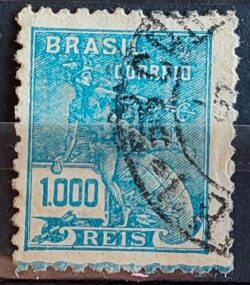 Selo Regular Cod RHM 325 Vovo Mercurio e Globo 1000 Reis Filigrana O 1939 Circulado 3