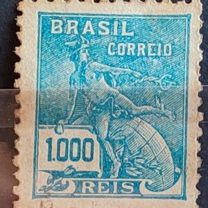 Selo Regular Cod RHM 325 Vovo Mercurio e Globo 1000 Reis Filigrana O 1939 Circulado 4