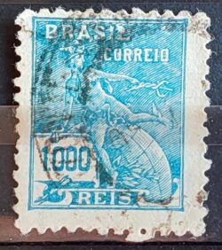 Selo Regular Cod RHM 325 Vovo Mercurio e Globo 1000 Reis Filigrana O 1939 Circulado 5