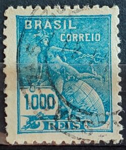 Selo Regular Cod RHM 325 Vovo Mercurio e Globo 1000 Reis Filigrana O 1939 Circulado 6