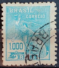 Selo Regular Cod RHM 325 Vovo Mercurio e Globo 1000 Reis Filigrana O 1939 Circulado 8