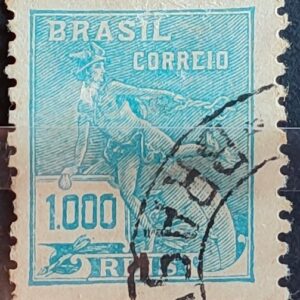 Selo Regular Cod RHM 325 Vovo Mercurio e Globo 1000 Reis Filigrana O 1939 Circulado 8
