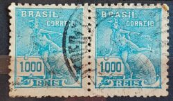 Selo Regular Cod RHM 325 Vovo Mercurio e Globo 1000 Reis Filigrana O 1939 Dupla Circulado 1