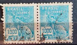 Selo Regular Cod RHM 325 Vovo Mercurio e Globo 1000 Reis Filigrana O 1939 Dupla Circulado 3