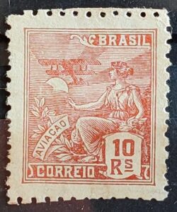 Selo Regular Cod RHM 326 Vovo Aviacao Aviao 10 Reis Filigrana P 1940 1