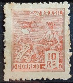 Selo Regular Cod RHM 326 Vovo Aviacao Aviao 10 Reis Filigrana P 1940 11
