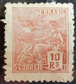 Selo Regular Cod RHM 326 Vovo Aviacao Aviao 10 Reis Filigrana P 1940 12