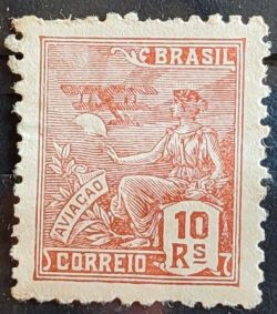 Selo Regular Cod RHM 326 Vovo Aviacao Aviao 10 Reis Filigrana P 1940 13