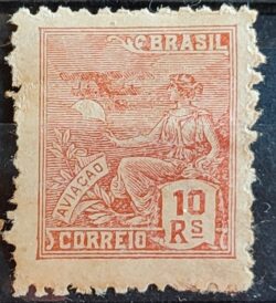 Selo Regular Cod RHM 326 Vovo Aviacao Aviao 10 Reis Filigrana P 1940 14