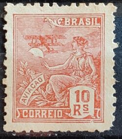 Selo Regular Cod RHM 326 Vovo Aviacao Aviao 10 Reis Filigrana P 1940 15