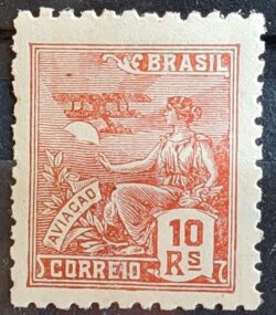 Selo Regular Cod RHM 326 Vovo Aviacao Aviao 10 Reis Filigrana P 1940 2