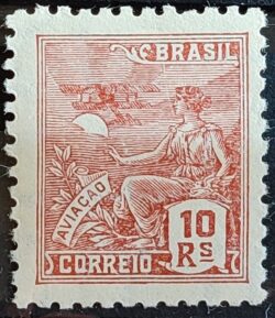 Selo Regular Cod RHM 326 Vovo Aviacao Aviao 10 Reis Filigrana P 1940 4