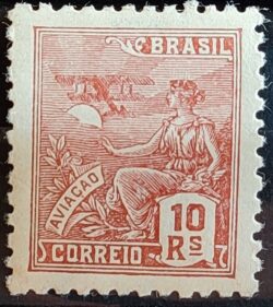 Selo Regular Cod RHM 326 Vovo Aviacao Aviao 10 Reis Filigrana P 1940 5