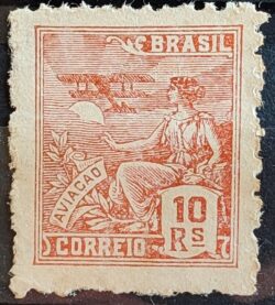 Selo Regular Cod RHM 326 Vovo Aviacao Aviao 10 Reis Filigrana P 1940 7